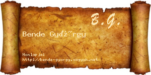 Bende György névjegykártya